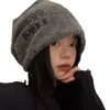 Chapéu Feminino com Estilo Relaxado, Efeito Emagrecimento Facial, Quente para Outono e Inverno, Gorro Soltinho, Circunferência Craniana Grande, Estilo Japonês, Cinza, Versátil, Levemente Quente