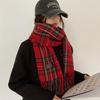 Cachecol Vermelho de Inverno Tonglu para Mulheres, Estilo Xadrez de Caxemira Sintética, Xale Versátil, Cachecol Vermelho Moderno com Toque de Luxo