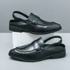 Zapatos de Cuero para Hombre Verano Transpirables Calados de Vestir para Hombre Zapatos Casuales para Hombre Sandalias Delgadas de Cuero Suave con Patrón de Cocodrilo Británico