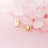 Aretes de Aguja de Plata S925 para Mujer Estilo Coreano Pequeños Frescos Lindos Conejo Asimétricos Temperamento Dama Oso Animal Joyería para la Oreja