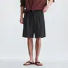 Pantalones Cortos de Cinco Puntos Rectos Ligeros y Transpirables de Lyocell para Hombre, Estilo Veraniego Old Money, Pantalones Cortos Sueltos y Cómodos para el Trabajo