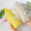Estojo de Lápis de Tecido Oxford de Camada Dupla, Estojo Simples de Grande Capacidade com Zíper Duplo, Bolsa de Papelaria Portátil com Zíper para Alunos do Ensino Fundamental, em Estoque