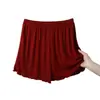 Pantalones Cortos de Algodón de Fibra de Bambú Sueltos de Verano para Mujer Delgados de Cintura Alta Talla Grande Casual Pantalones Exteriores Pantalones de Casa con Adorno de Orejas Pantalones de Pierna Ancha
