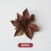 Flores de Plástico con Purpurina Dorada Navideñas de 9 Puntas, Flores Navideñas Coloridas, Opciones Multicolor, Corona, Decoraciones para Árbol de Navidad, Accesorios de Flores Navideñas