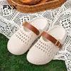 Pantuflas cerradas tejidas para mujer, calzado de verano para exteriores, nuevo modelo 2026, sandalias planas transpirables caladas, antideslizantes, slip-on, de suela suave