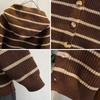 Cárdigan Chaqueta de Punto Rayada para Niños Otoño e Invierno 2025 Nueva Ropa de Punto para Niños Suéter con Capucha Elegante Moderno