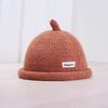 Sombrero de Propietario Tejido de Color Sólido Unisex con Estilo Coreano Ins Otoño e Invierno Simple con Letras Pequeña Etiqueta Borde Enrollado Sombrero Melón Atuendo Moderno y Cool