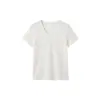 Camiseta de Ramio Personalizada de Verano para Mujer, Manga Corta de Ramio Hueca con Cuello en V, Camiseta Sencilla y Fresca