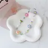 Cadena Colgante Flor de Tulipán Colorida Pulsera Cuadrada con Cuentas Estilo Fresco Pequeño Joyería de Muñeca Portátil Universal Resistente a Caídas