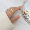 Moda francesa retro ins estilo temperamento simples imitação anel de pérola mulheres cross-border titanium aço atacado não-desbotamento jóias