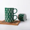 Tazas apilables navideñas de cerámica rojas y verdes con renos y árboles, Taza para beber agua y café, Regalo navideño de Liling