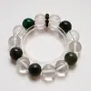 [Brisa Nocturna de Temporada] Pulsera Doble Natural de Cristal Blanco para Mujer Más Fácil de Combinar Pulsera de Lepidolita Verde Obsidiana Plateada Lote