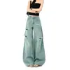 Jeans Laranja Infantil # Jeans de Barra Larga Rasgado Tendência de Nicho para Mulheres, Cintura Alta, Caimento Solto, Emagrecedor, Valoriza a Silhueta, Único, Versátil Calça de Perna Reta.
