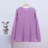 Suéter Cruzado Europeu e Americano Feminino Outono e Inverno Novo Estilo Solto Gola Redonda Cor Sólida Manga Longa Estilo Preguiçoso Tricô Roupas Femininas Jaqueta Tendência