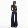Jeans Americanos de Tiro Bajo con Microbota para Otoño para Mujer Elásticos No Ajustados a las Piernas Pantalones de Campana Nuevo Estilo 2026 Sueltos Adelgazantes