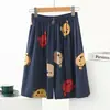 Calça de Pijama Masculina de Algodão e Seda para o Verão, Shorts Finos e Largos que Podem Ser Usados Fora de Casa, Shorts de Praia de Cinco Pontos para o Pai, Roupa Casual para Casa