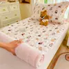 Ropa de cama de algodón con estampado de leche AB de doble cara, juego de cuatro piezas para madre y bebé, grueso para otoño e invierno, funda nórdica de doble cara, sábana, cama individual