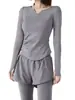 Nuevo Conjunto de Yoga de Manga Larga con Cintura Delgada para Mujer, Falda-Pantalón Falsa de Dos Piezas, Anti-Exposición, Ropa Deportiva para Pilates, Fitness, Running