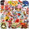 50 pegatinas estilo japonés con diseños de santuarios, gatos de la suerte y máscaras de comida para decorar cuadernos y vasos de agua