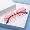Gafas de sol degradadas sin montura nuevas 2025 para mujer, moda europea y americana de moda, estilo callejero Ins para hombre, gafas de sol cuadradas pequeñas retro 688