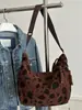 Bolso de Lona Único con Estampado de Leopardo tipo Bollo, Bolso de Tela Versátil, Deportivo, Casual, Moderno, Bolso de Hombro Cruzado Portátil y de Moda