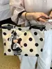 2026 Verano Nuevo Estilo Estilo Simple Lino Lunares Gran Capacidad Ligero Casual Versátil Bolso de Hombro Bolso Tote Multicompartimento