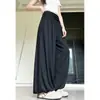 Pantalones de Linterna Azules Oscuros Plisados de Cintura Alta para Mujer, Nuevo Estilo Otoño, Holgados, Adelgazantes, para Petites, Versátiles, Pantalones Deportivos de Seda de Hielo