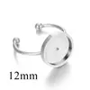 Suporte de anel de abertura em aço inoxidável diâmetro interno 4-12mm acessórios de joalheria diy base de anel de pedra natural conjunto anel de gema