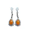 Venta al por mayor de fábrica Populares Pendientes de Ópalo de Fuego Natural Plata S925 Incrustado Piedra Principal 6*8 Joyería de Lujo Venta Directa de Fábrica