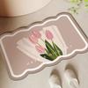 Alfombra de baño simple color crema antideslizante para el hogar absorbente de secado rápido borrable desechable de barro de diatomeas para el baño