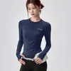 Roupas de Yoga em Estoque, Roupas de Corrida Fitness de Manga Longa de Secagem Rápida, Tops Esportivos Elásticos Slim para Pilates para Mulheres