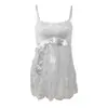 Europea y Americana Tallas Grandes Transpirable Sin Mangas Encaje Sexy y Encantador Malla Suspensorio Falda Camisón Sexy para Mujer 100kg
