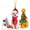 2022 Nuevo Producto Transfronterizo Creativo Adornos Navideños de Perro y Muñeco de Nieve Regalos de Navidad Adornos Planos de Acrílico para Coche