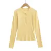 Ropa femenina transfronteriza al por mayor 2025 Otoño/Invierno Nuevas camisetas de manga larga de cinco botones de estilo europeo y americano de color liso y estilo europeo, versátiles