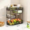 Estante de Almacenamiento de Verduras para Encimera de Cocina Cesta de Almacenamiento de Escritorio Estante de Verduras para Estufa Cesta de Almacenamiento de Frutas y Verduras de Múltiples Capas con Drenaje