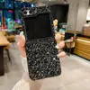 Adequado para Capa de Celular Samsung Z Flip7 Céu Estrelado Preto Conectado com Glitter Capa Protetora Zflip6 Capa Dura Fosca