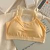 Ropa interior de algodón puro para mujer, desarrollo, estudiantes de secundaria, estudiantes de preparatoria, tirantes ajustables, deportivo, a prueba de golpes, sujetador delgado para niña