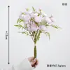 Monet Colores de Primavera Ramo de 5 Tallos de Rosas de Té Pequeñas y Lirios Artificiales, Ramo de Novia para Damas de Honor, Ramo para Decoración del Hogar
