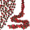Enredaderas de Rosas Artificiales, Flores Falsas, Enredaderas Decorativas para Tubos de Aire Acondicionado de Sala de Estar, Decoración de Sistema de Calefacción, Enredaderas de Flores Artificiales de Seda de Plástico