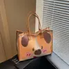 Bolsa Tote de Lona Estampada Desenho Animado Feminina Grande Capacidade Bolsa Tote Estudante Estilo Ins Estilo Coreano Bolsa de Mão Nova Bolsa de Ombro