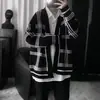 Suéter cardigan de moda versátil a cuadros estilo coreano para hombre de otoño, chaqueta suéter casual holgada de moda para hombres jóvenes
