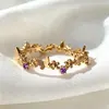 Anillo Abierto Ajustable Tilenny Estilo Ins Más Vendido Transfronterizo con Circonita para Mujer, Diseño Floral Dulce y Lindo