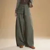 Calça de outono 2026 nova, em estoque para atacado, falsa de duas peças, cintura alta, corte reto solto, emagrecedora com efeito de caimento, calça de comprimento total com bainha curva.
