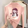 Y2346# Camiseta interior de terciopelo para niños con cuello semi-alto, para otoño e invierno, abrigo cálido, primavera y otoño invierno, niña de bebé, moda