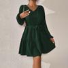 Ropa Femenina Europea y Americana de Amazon 2026 Primavera y Verano Nuevo Vestido Elegante de Manga Larga con Volantes Casual Holgado que Ceñe la Cintura