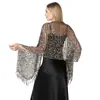 Chal de Lentejuelas con Borlas para Fiesta Vestido de Noche Cheongsam Cena Bufanda Bordada para Mujer