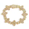 Pulsera de trébol de cuatro hojas estilo hip-hop con cierre de resorte, moderna, a la moda, genial, circón 5A de alta gama, cadena de infinito colorida, accesorio para hombre