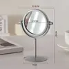 Luxo leve, espelho de maquiagem de mesa moderno, espelho de penteadeira de pernas altas, espelho redondo de alta definição, espelho de beleza, espelho pequeno para quartos de dormitório