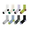 Meias Casuais de Tricô para Primavera e Verão Femininas, Meias Finas de Fibra de Bambu, Meias de Cano Médio de Algodão Bambu, Sem Costura, Color Block, Estilo Ins Coreano