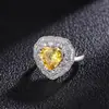 23023 nuevo popular europeo y americano color anti-real tesoro amarillo rosa tesoro anillo anillo con incrustaciones en forma de corazón para mujer piedra principal 10*10